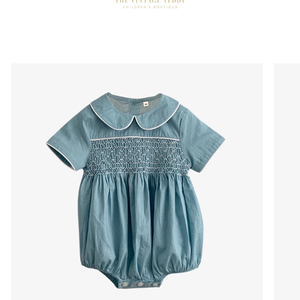 Smocked embroidered baby bubble